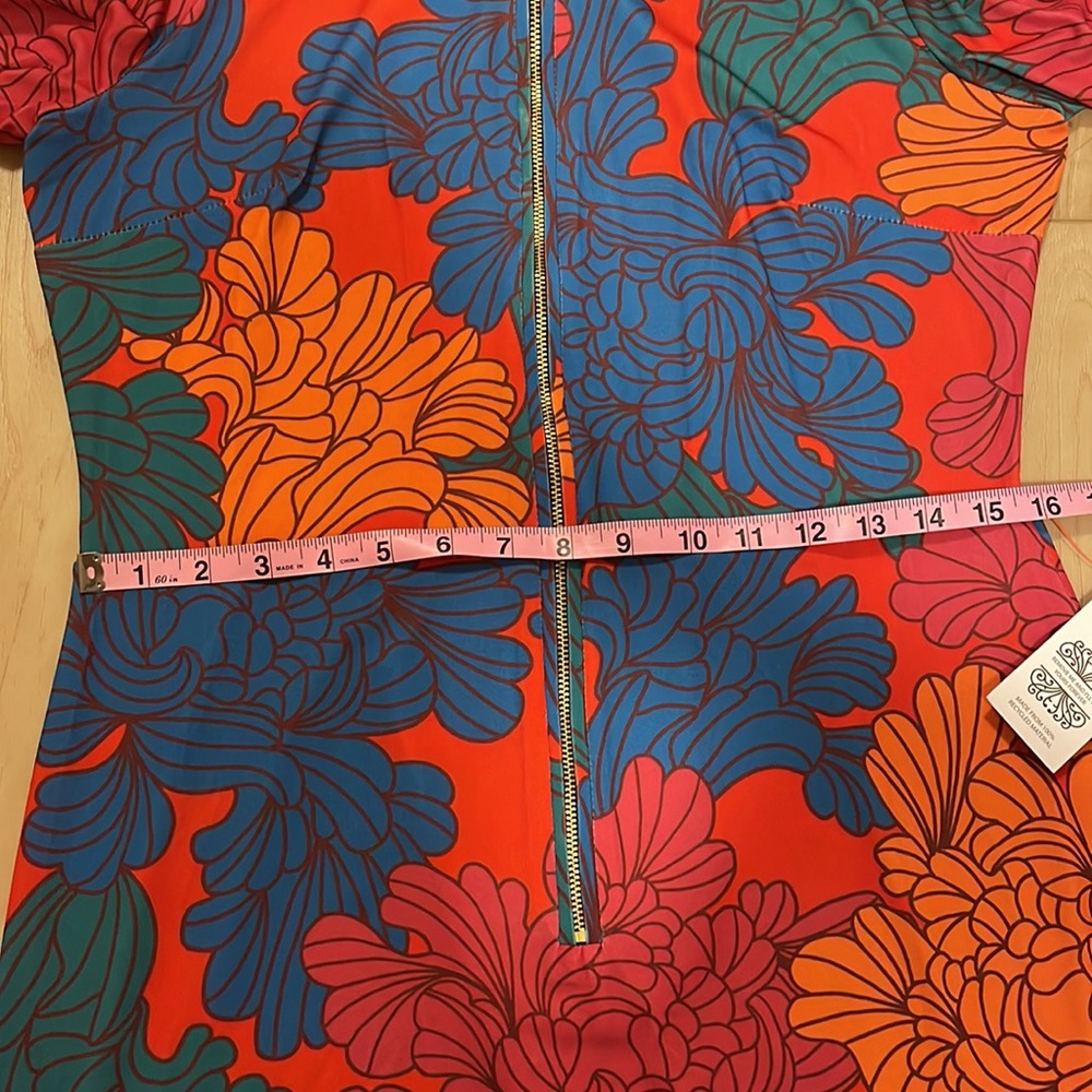 Never Fully Dressed Red Blue Orange Floral Long-Sleeve Mini Dress - Picture 13 of 15